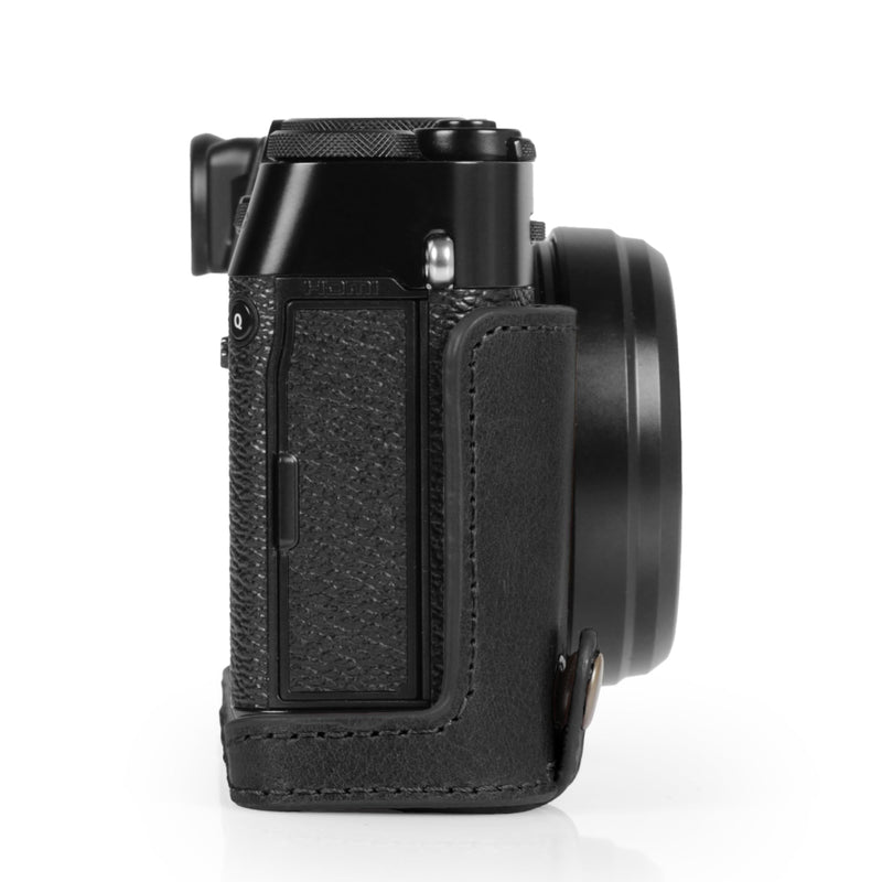 MegaGear Ever Ready Genuine Leather Half Camera Case Compatible with Fujifilm X100VI - Black