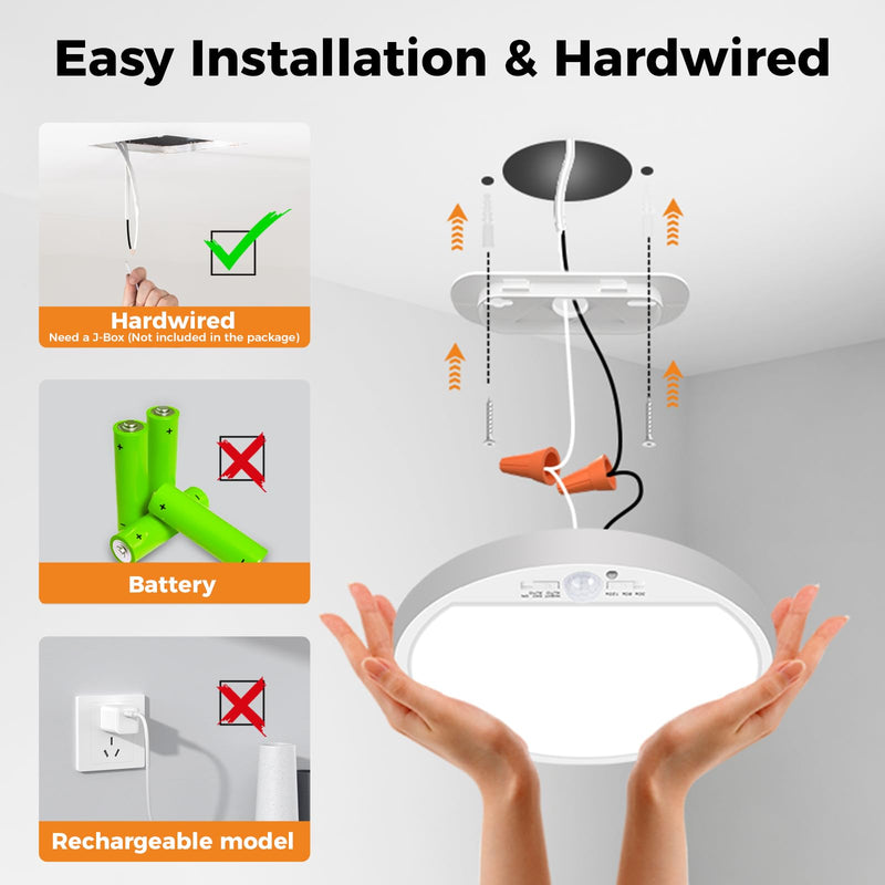 [AUSTRALIA] - Slochi 2Pack Motion Sensor Ceiling Light Wired, 3000K/4000K/6500K Motion Sensor Light Indoor, 15W 1500LM 7 In Closet Lights Motion Sensored with Timer, Flush Mount Light for Hallway Wall Pantry, White 2packs-7Inch 