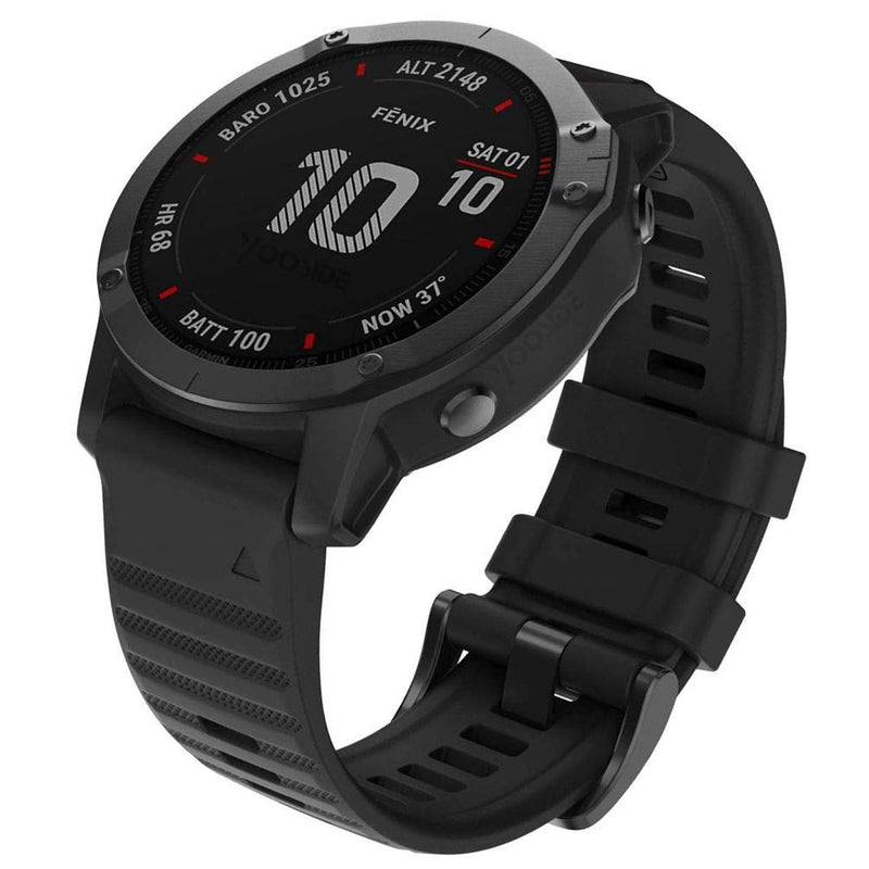 Quick Easy Fit Watch Band for Garmin Fenix 6X Pro/Sapphire,26mm Soft Non-allergenic Silicone Sport Waterproof Wristband Strap for Garmin Fenix 5X/5X Plus,Fenix 3,Quatix 3,Tactix Bravo(Black)