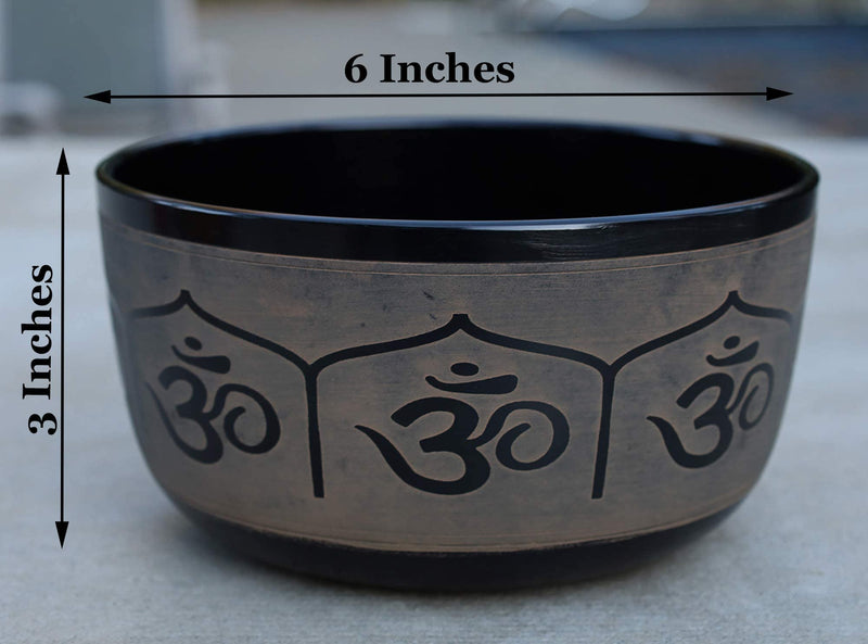 DharmaObjects® Yoga Meditation 6 Inches Ganesh/OM Peace Singing Bowl/Cushion/Rosewood Mallet Gift Set OM