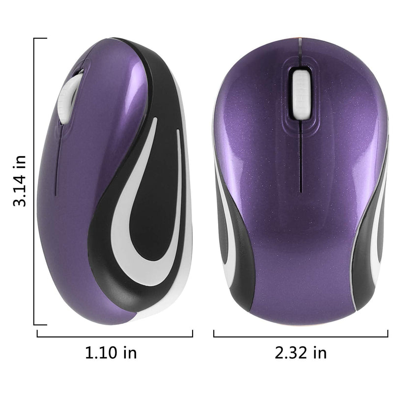 Mini Small Wireless Mouse for Kids Children 3-7 Years Old Child Size Optical Portable Mini Cordless Mice with USB Receiver for Laptop Computer (Purple)