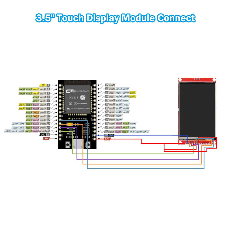 3.5 Inch LCD TFT Touch Display Binghe 3.5 Inch LCD Display Touch Module with Touch Pen 320 x 480 Resolution Driver ILI9488 4-Wire SPI Compatible with Arduino