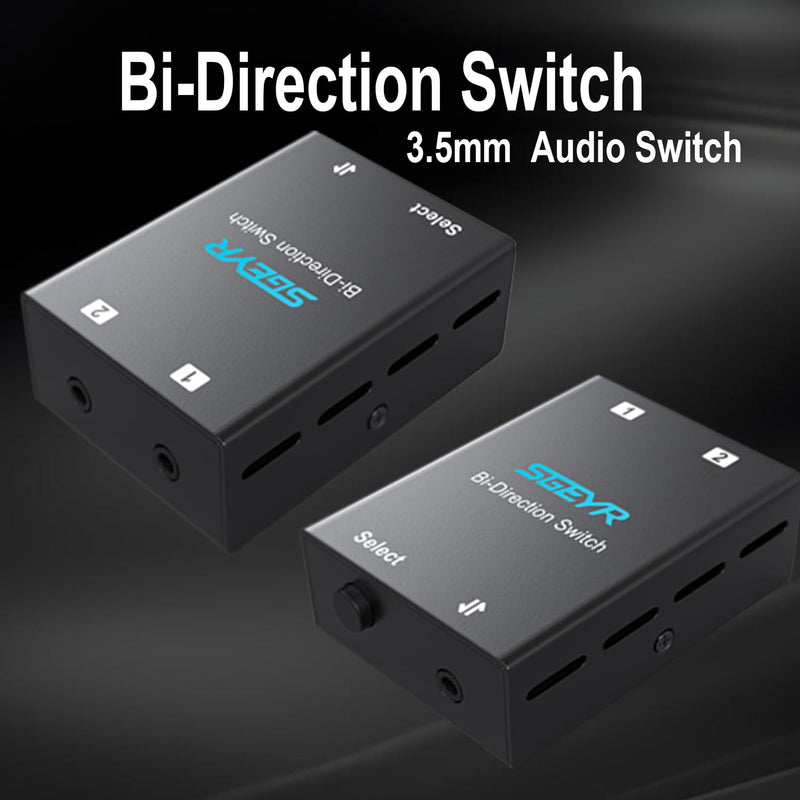 SGEYR Audio Switcher 3.5mm Bi-Direction Switch 2-in-1 Out/ 1-in-2 Out Audio Stereo Mixer Mini Sound Mixer for PC Versatile Connectivity