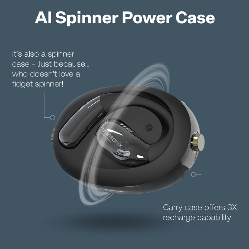 Harmonix TravelerAI Spin, Bluetooth Earbuds with Spinner Case, Real-Time AI Translation, Black