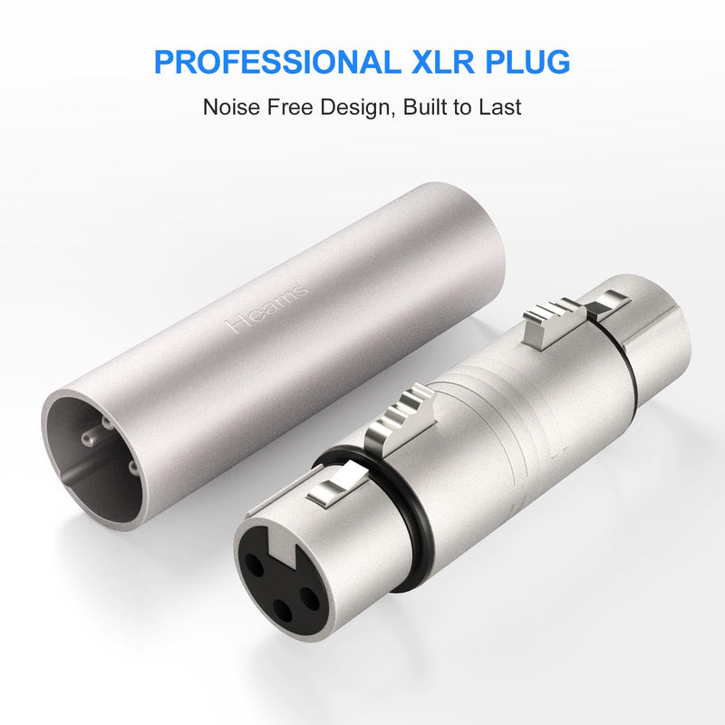 4 Pack (2 Pair) Professional XLR Adapter, XLR Male to Male & XLR Female to Female 3 Pin Connector for Microphone, Mixer, Silver Male to Male & Female to Female 2 Pair