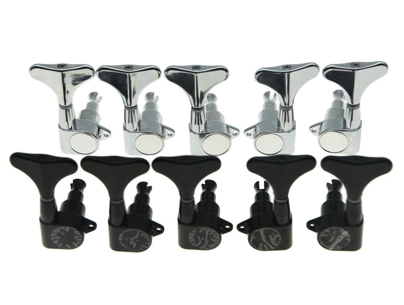 KAISH Chrome 2+3 Sealed Bass Tuners 2L3R Tuning Keys Pegs 5 String Bass Guitar Machine Heads 2L3R Chrome