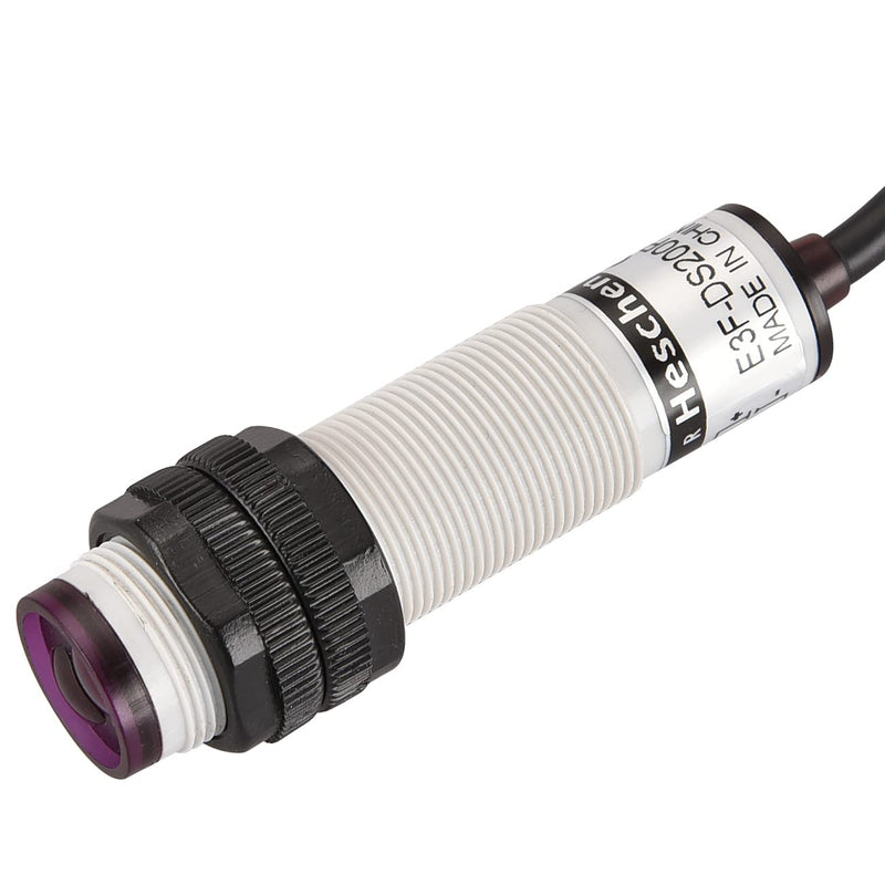 Heschen M18 Column Infrared Photoelectric Proximity Switch, Diffuse Reflection Type, E3F-DS200P3, Detection Distance 10-200CM, 10-30VDC 200mA, PNP NO+NC, 4 Wire