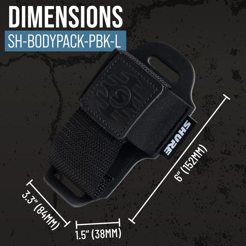 Shure by Gator Premium Black Leather Wireless Bodypack Transmitter Pouch; (SH-BODYPACK-PBK-L)