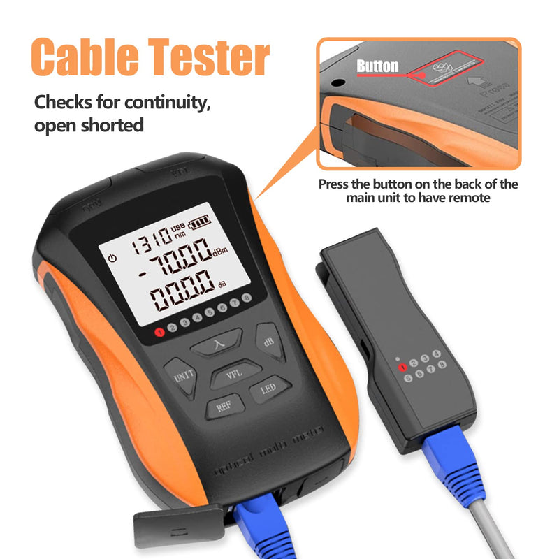 [AUSTRALIA] - Optical Power Meter with Visual Fault Locator, Fiber Light Meter with Cable Tester Function and Li-ion Battery USB Charge for FC/SC/ST Universal Interface 