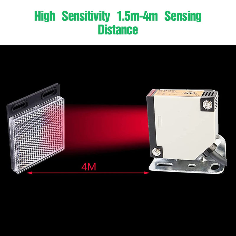 Roberee Reflection Light Barrier, E3JK-R4M1 Reflection Photoelectric Sensor AC 90-250V 3A Photoelectric Switch for Automatic Garage Door Alarm Sensor DIY Sensor Stair Light