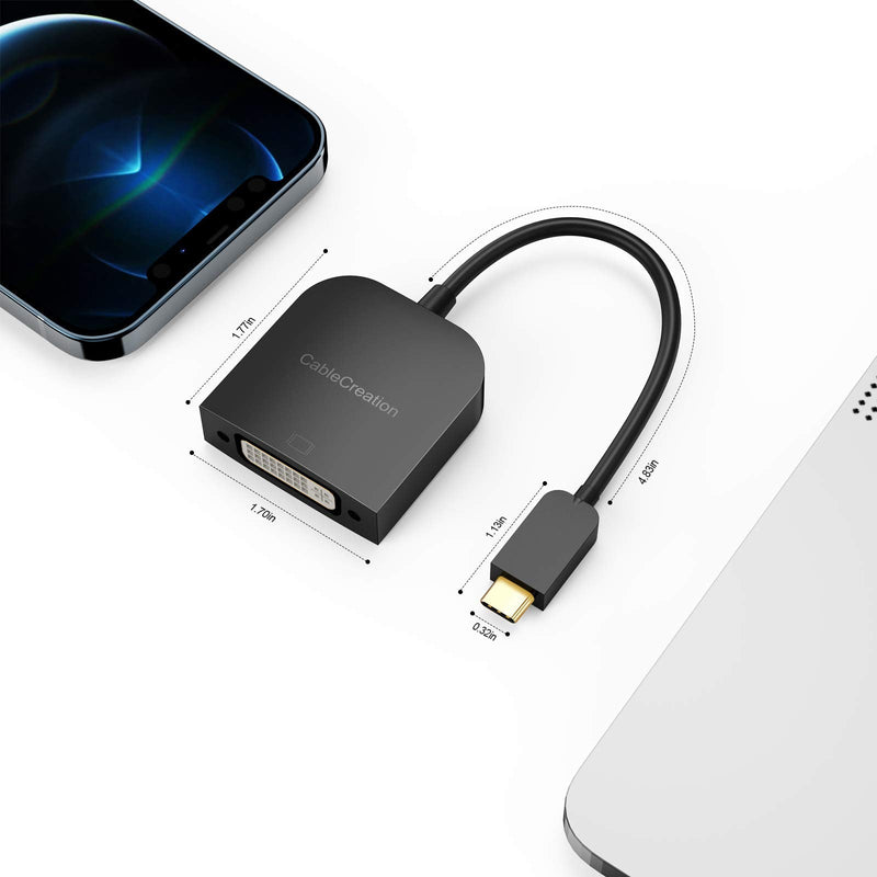 USB C to DVI Adapter 1080P@60Hz, CableCreation USB-C to DVI-D Cable Adapter Compatible with MacBook Pro/Air 2020 2019, iPad Pro 2020/2018, Surface Book 2, XPS 15 13, Galaxy S20 S10