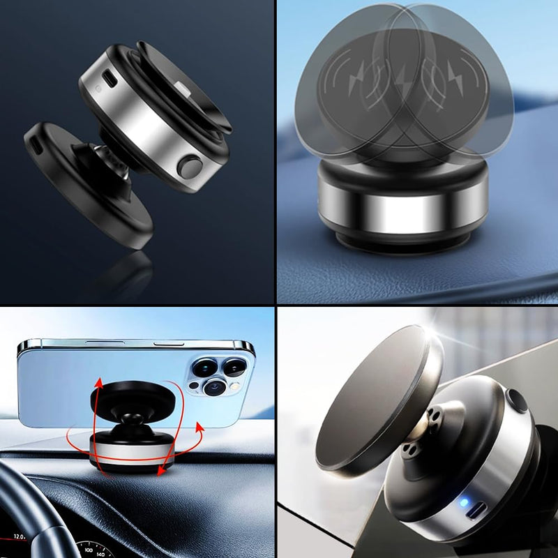2in1 Automobile Holder Electric Sunction Mount with Wireless Charger Vacuum Absorption Car Phone Holder - 1 Piece White White Version 1