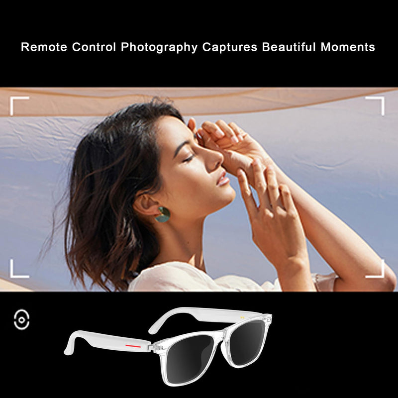 IVY TWS Smart Bluetooth Audio Glasses - Glesses Lens Kits (Blue Light Blocking & Sunglasses & Pink & Blue) for Office Outdoor Sports Drive - Smart Glasses for Men & Women - White Frame