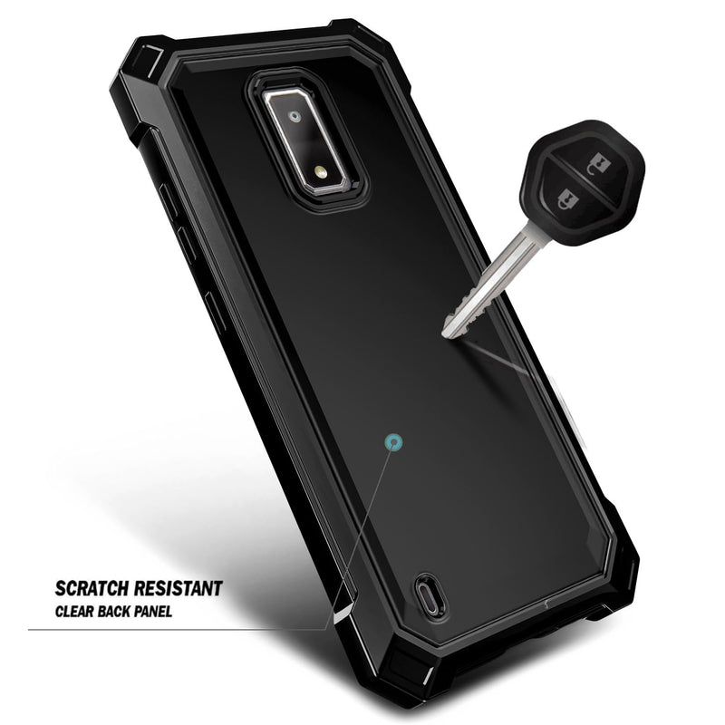 Compatible with BLU View 4 (B135DL) / View 2 2023 Case with Tempered Glass Screen Protector, Full-Body Protective Shockproof Rugged Bumper Cover, Impact Resist Case (Black) Black