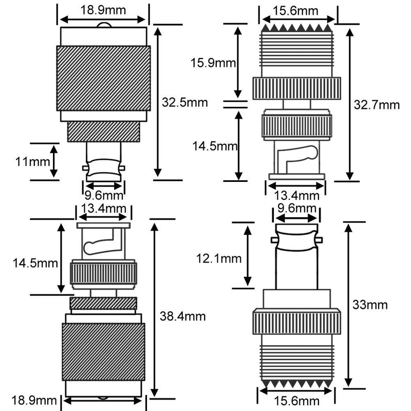 BNC to UHF 4 Type 8 PCS RF Connector Kit Coaxial BNC Male Female to UHF Male Female RF BNC UHF Radios Adapter Kit for Antennas Wireless LAN Devices Coaxial Cable Wi-Fi Radios External Antenna… 8PCS