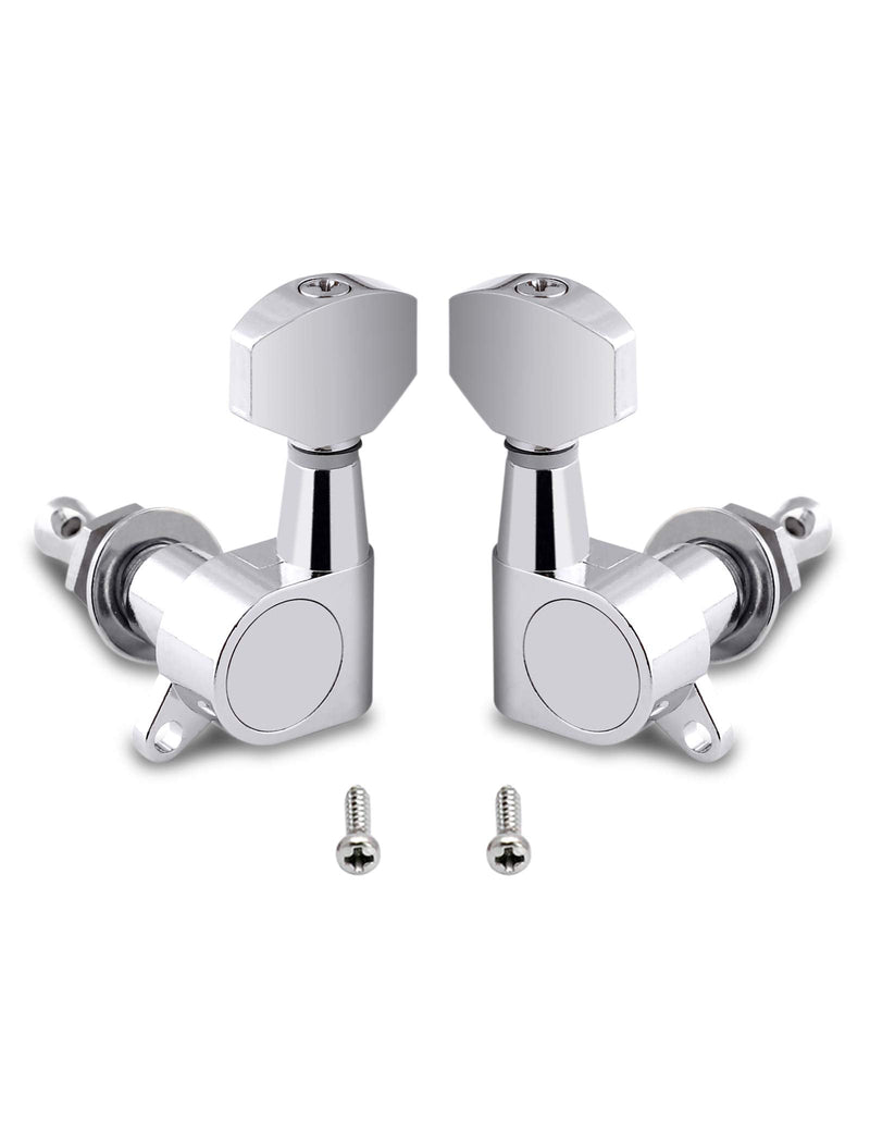 Holmer Sealed String Tuning Pegs Tuning Machines Grover Machine Heads Tuners Tuning Keys 3 Left 3 Right for Acoustic Guitar or Electric Guitar Chrome.