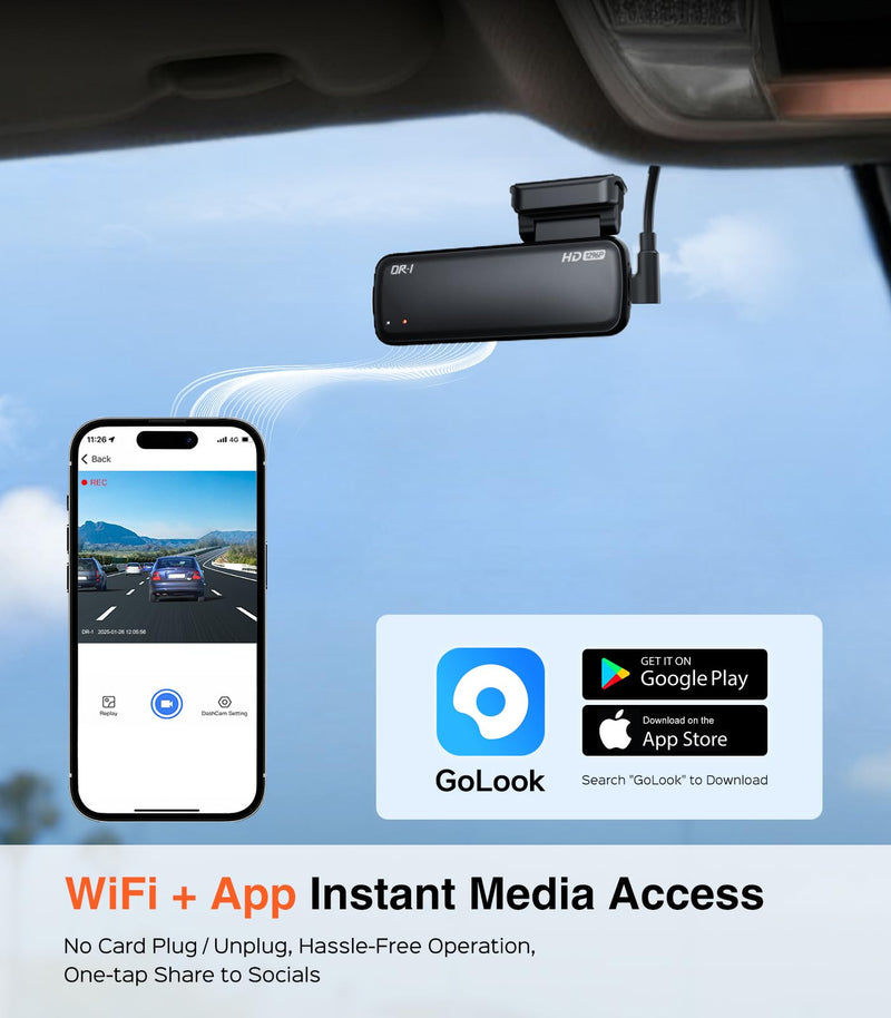 AINAVI Front Dashcam for Cars with 32G Card, Mini 2K Dash Camera, Dash Cam Built-in WiFi Wireless with APP Control, Hidden-Style Single Car Camera/WDR/Night Vision/G-Sensor/24H ParkingMode