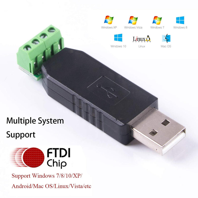 USB to RS232 Serial Adapter 4 Pin Terminal Block TXD RXD GND VCC Pinout with FTDI Chip Support Windows XP/Android/Window7/8/10/Mac OS/Vista