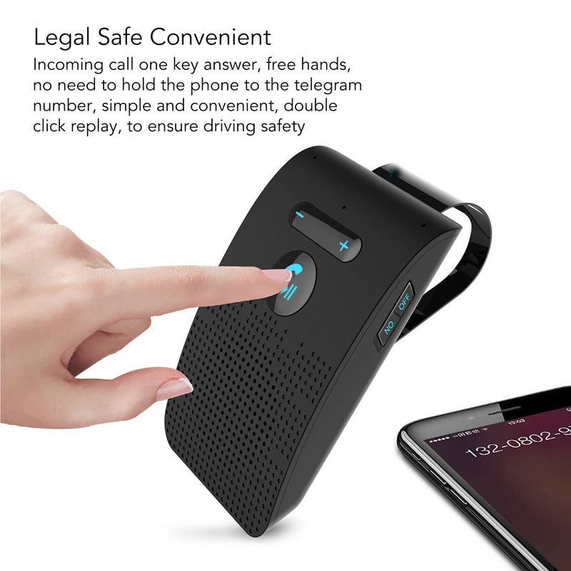Bluetooth Car Speakerphone, Car Speaker Bluetooth Speakerphone Wireless Sun Visor Audio Receiver Adapter Handsfree Mp3 Speaker with Back Clip for Handsfree Talking