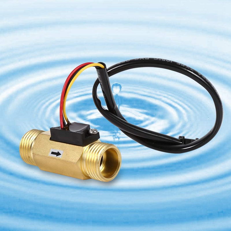 Nikou Water Flow Monitor Sensor G1/2 Hall Sensor, 1 Piece G1/2 Inch Liquid Flow Meter with Copper Effect 1-30 L/min Flow Meter
