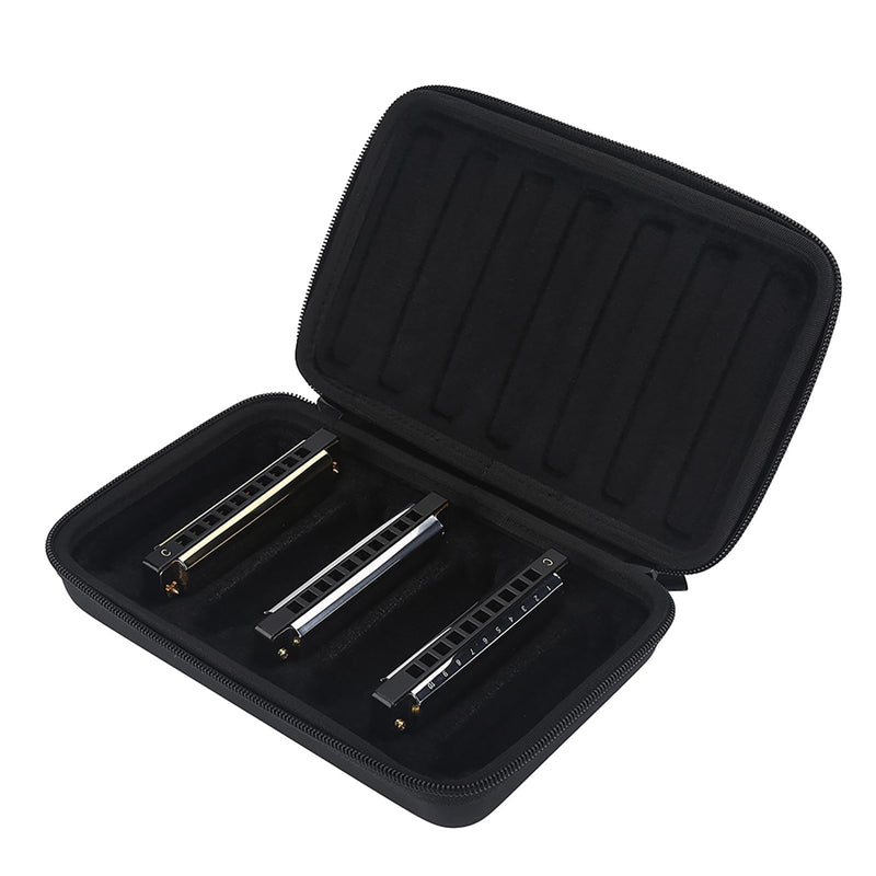 [AUSTRALIA] - Keenso Harmonica Storage Case, PU Leather Bag for 7 Harmonicas, Lightweight, Portable Design with Soft Inner Slots and Anti 