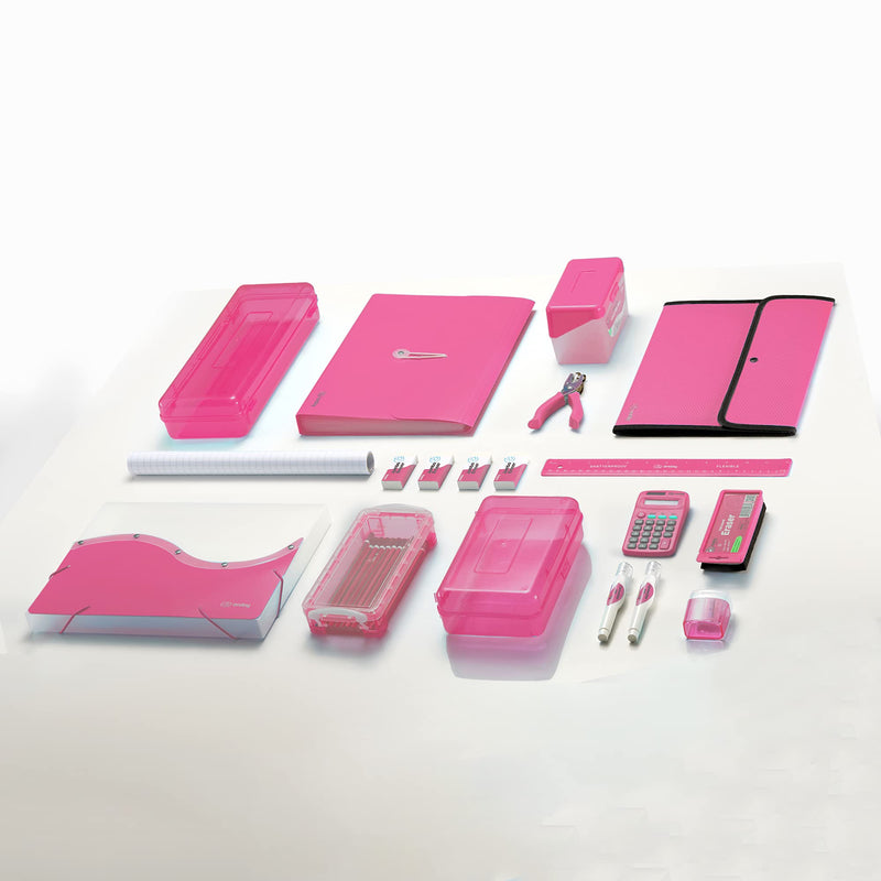 Calculator Pink, Basic Small Solar and Battery Operated, Large Display Four Function, Auto Powered Handheld Calculator School and Kids Available in Green, Red, Purple, Grey, Blue, 1 PK – by Enday