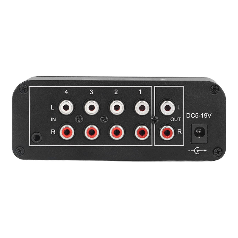 4 Channel Stereo Sound Mixer, Stereo Channel Mini Audio Mixer with Ultra Low Noise, Input and Output, Separate Volume Controls for Headphones