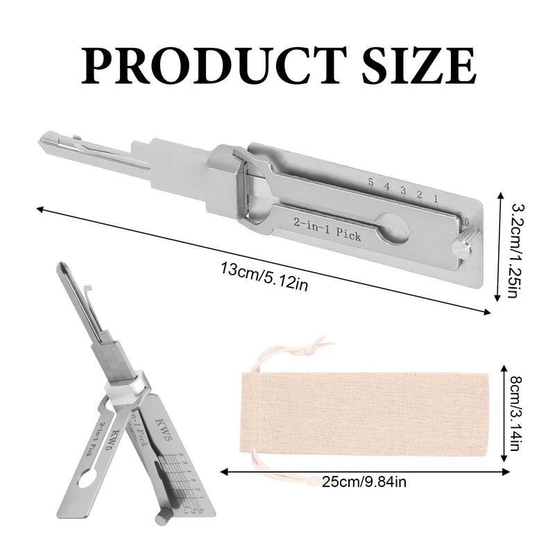 Stainless Steel Key Decoder, Decoder Key, Key Decoder Made of Stainless Steel, Key Decoder with 1 Storage Bag, for Door Lock, Bedroom Lock, Key Decoder KW5
