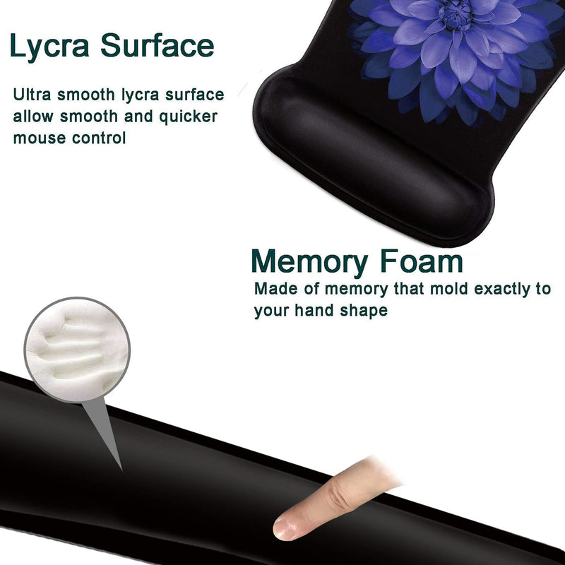 Keyboard Wrist Rest and Mouse Pad Wrist Support Set ,Purple Flowers Ergonomic Gel Mouse Pad ,Easy Typing Pain Relief, Memory Foam Keyboard Mousepad Set with Coasters Bf-mouse Pad-3-21