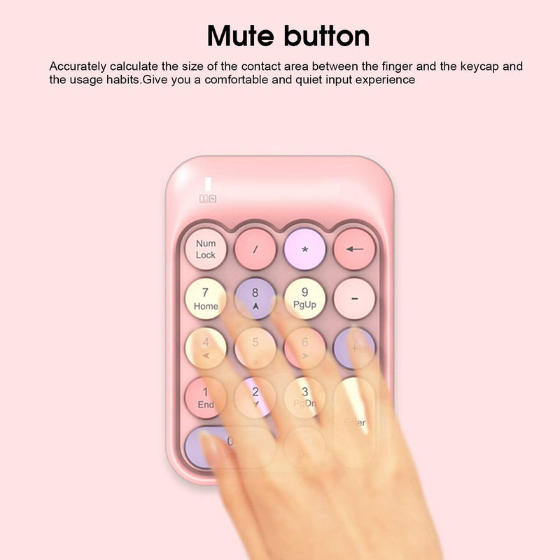 Wireless Numeric Keypad, Mini Digital Numpad 18 Keys Ergonomic Number Pad Keyboard with 2.4G USB Receiver & Chocolate Keycap for Laptop/PC/Desktop(Pink)