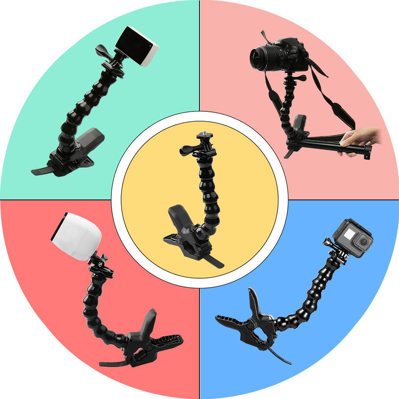 Suptig Jaws Flex Clamp Mount Gooseneck Mount for GoPro Hero 12 Hero 11 Hero 10 Hero 9 Hero 8 Hero 7 Hero 6 Hero 5 Hero 4 Session Hero 3+ Hero 3 Akaso EK7000 Arlo Action Cameras