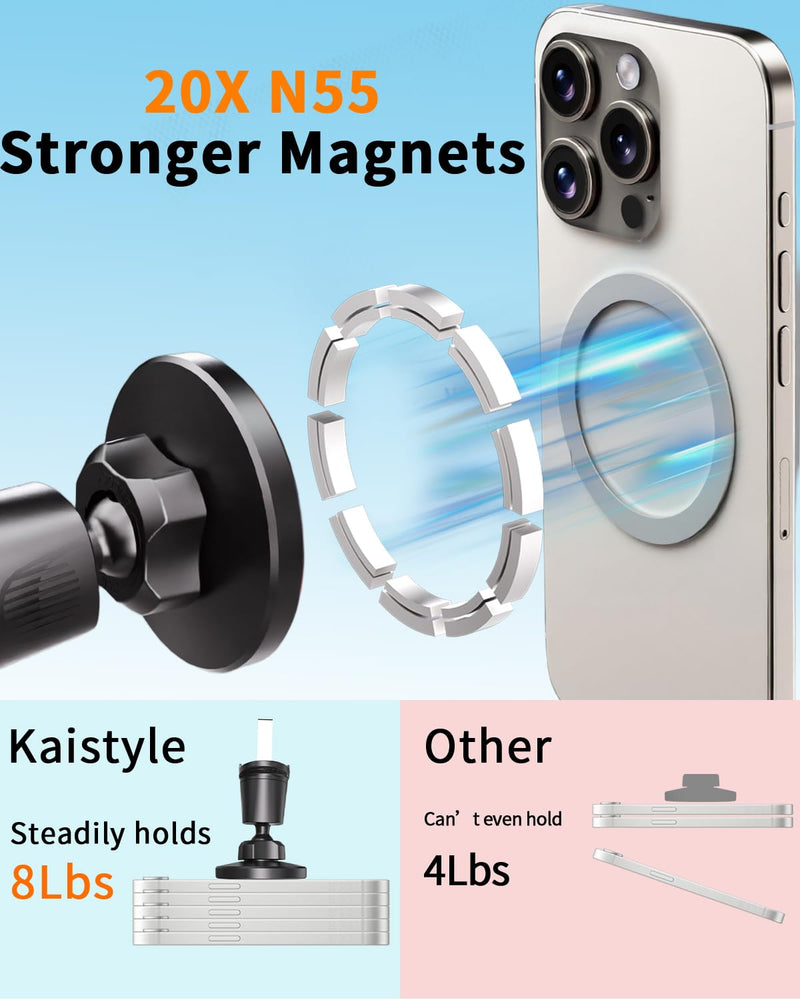 RayLink for MagSafe Car Mount, Magnetic Phone Holder for Car Dashboard, Windshield & Air Vent - 3-in-1 Mounting, 360° Rotation, 38 lbs Strong Grip for iPhone 17-12 & Android