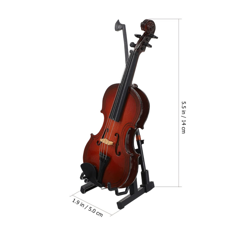 Wooden Miniature Double Bass with Stand Bow and Case Mini Contrabass Mini Musical Instrument Collectible Home Decoration 14X5X1.5CM