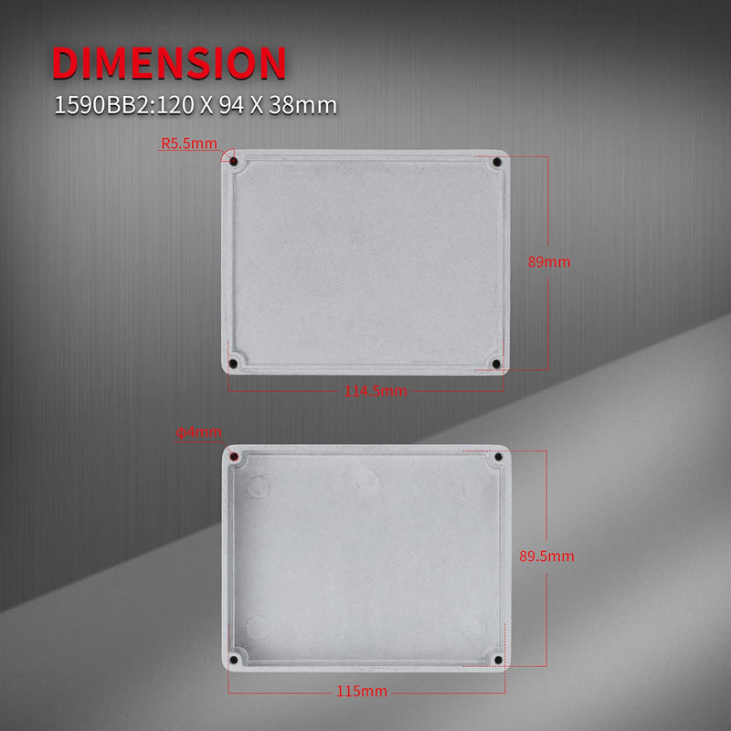 [AUSTRALIA] - DaierTek 1590BB2 125BB Guitar Effect Pedal Enclosure Diecast Metal Aluminum Stomp Box 4.70" X 3.70" X 1.49" Inches 120mm X 94mm X 38mm Housing Size (Pack of 2) 