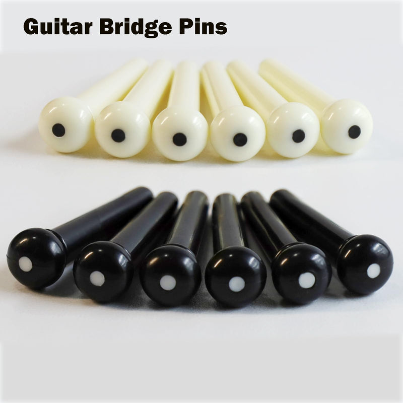 14Pcs Acoustic Guitar Bridge Pins String Pegs Guitar Saddle Nut With 3-In-1 Pin Puller Remover Guitar String Winder And Cutter Guitar Parts Accessories Replacement Tools Kits（white+black） C:14pcs+3-in-1 Pin Puller