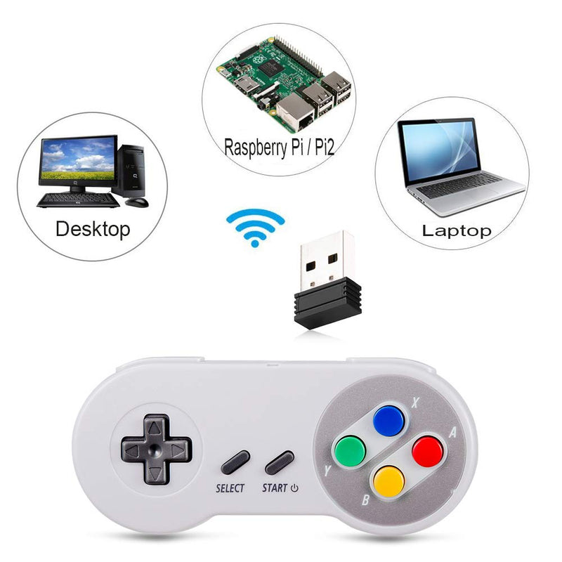 Retro Wireless SNES USB Controller, kiwitatá Rechargeable SNES Classic USB PC Game Pad Emulator Controller for Windows PC MAC,Raspberry PI