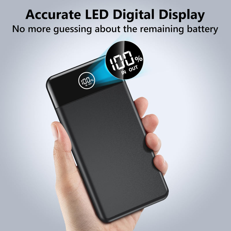 Portable Charger, 33800mAh Power Bank, 22.5W Fast Charging Battery Pack with USB C/USB A Output, Digital Display Portable Phone Charger for iPhone 15/14/13 Pro Samsung Google Android Cell Phone etc Black