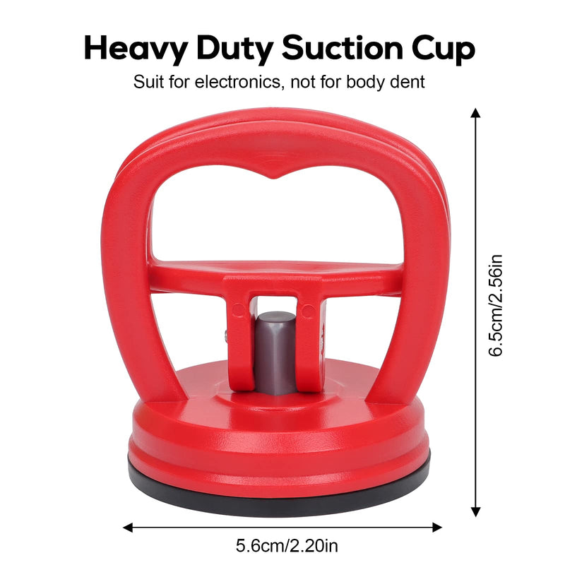 STREBITO Suction Cups Heavy-Duty 2 Pieces Screen Suction Cups Tool for iMac, iPhone, MacBook, iPad, TV, Phone, Laptop, Computer, Tablet, LCD Screen Remover, Small Dent Puller Red