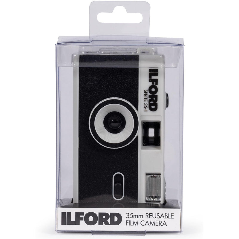 [AUSTRALIA] - Bundle of Ilford Sprite 35-II Reusable/Reloadable 35mm Analog Film Camera (Black and Silver) with Two Rolls of HP5 Film and Cloth 