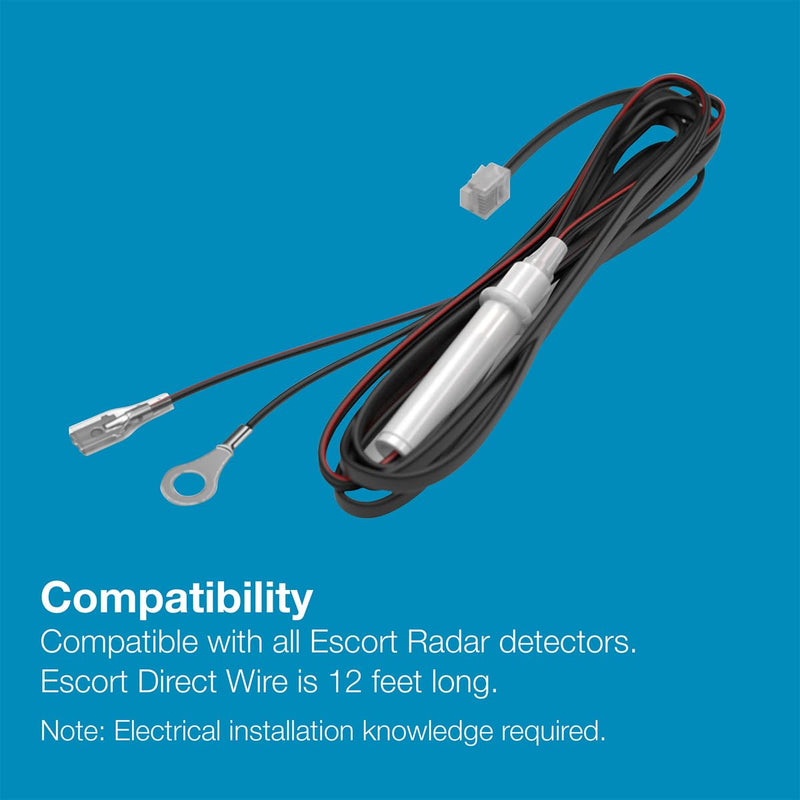 Official Cobra Escort Direct Wire Power Cord for Radar and Laser Detectors, BLACK