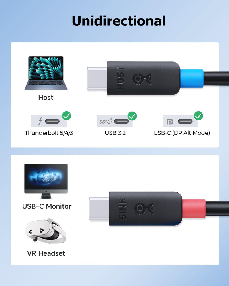 Cable Matters Unidirectional 10Gbps Active USB C Cable, 10ft / 3m | [4K@60Hz Video, 60W Charging, 10Gbps Data Transfer] for Apple Vision Pro, Meta Quest 3, VR Headsets, Portable Monitors 10 ft