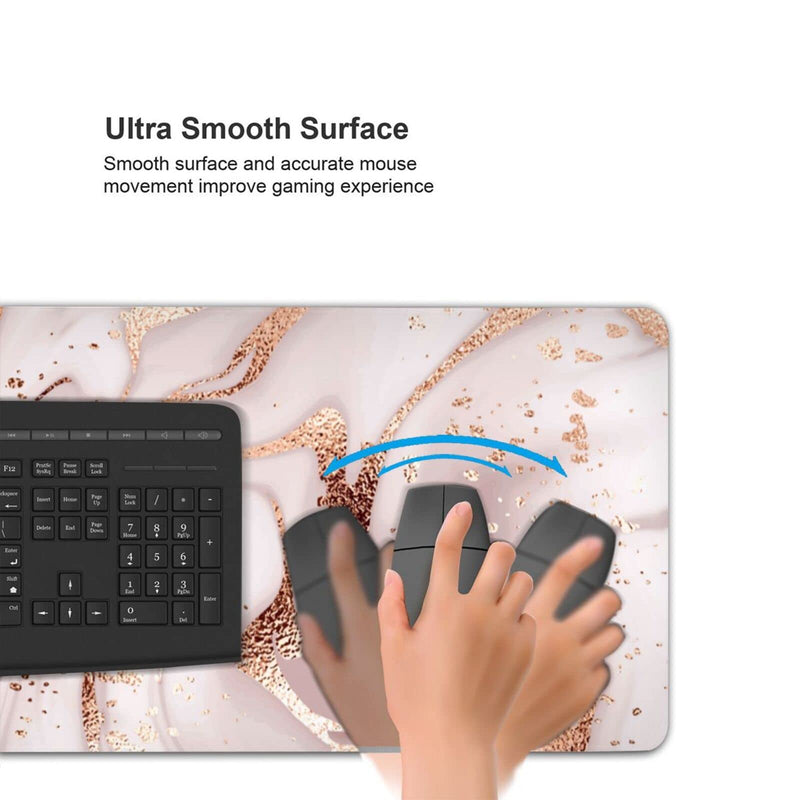 Rose Gold Marble Mouse Pad for Women and Girls Gaming XL Large Mousepad Cute Desk Mat Long Extended Big Keyboard Pads Table Accessories for Gaming and Office 31.5 X 11.8 Inch Rose Gold Marble One Size