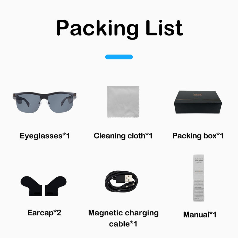 Bluetooth Smart Glasses, Audio Music Glasses, Polarized Sunglasses for Men Women, Open Ear Sport Sunglasses, Built in Mic, Voice Assistant, Bluetooth 5.0, UV400 Protection (Black) Black