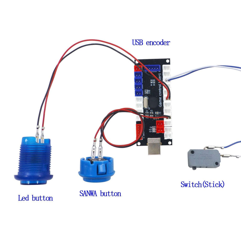 SJ@JX Arcade Game Controller USB Encoder Zero Delay 2 Player to Joystick Button for PC MAME Raspberry Pi Retro HAPP