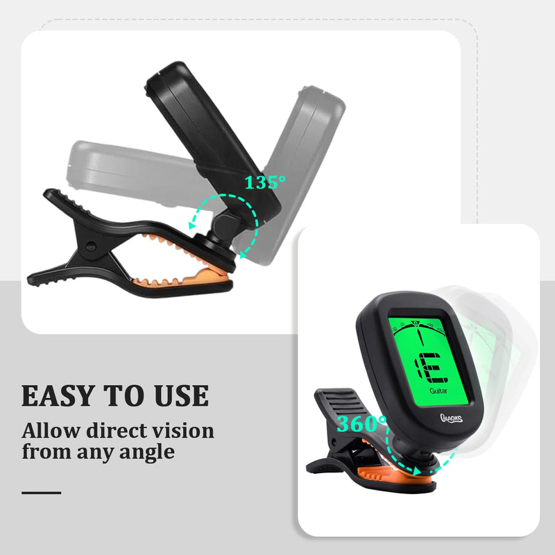 10Pack Guitar Tuner Clip on-Accurate Chromatic,Acoustic Guitar Bass Violin Ukulele Tuner GuitarTuner 10Pack