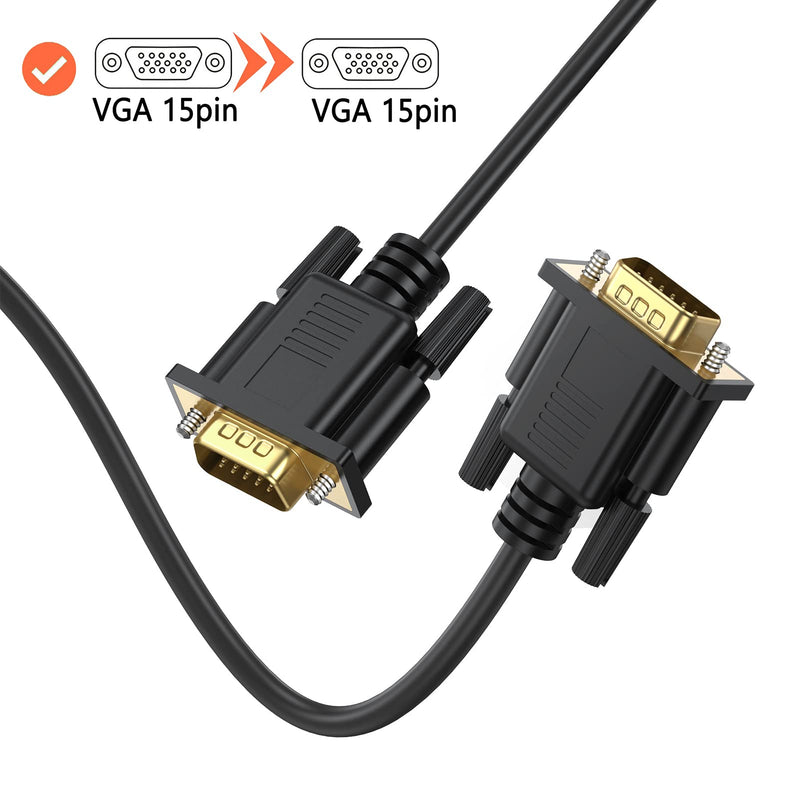 [AUSTRALIA] - VGA Cable 10 Feet, VGA to VGA Cord, VGA Computer Monitor Cable Male to Male 1080P@60hz Full HD for Computer, Laptop, Docking Station, DVD, Monitor, TV, Projector VGA Black 1-Pack 