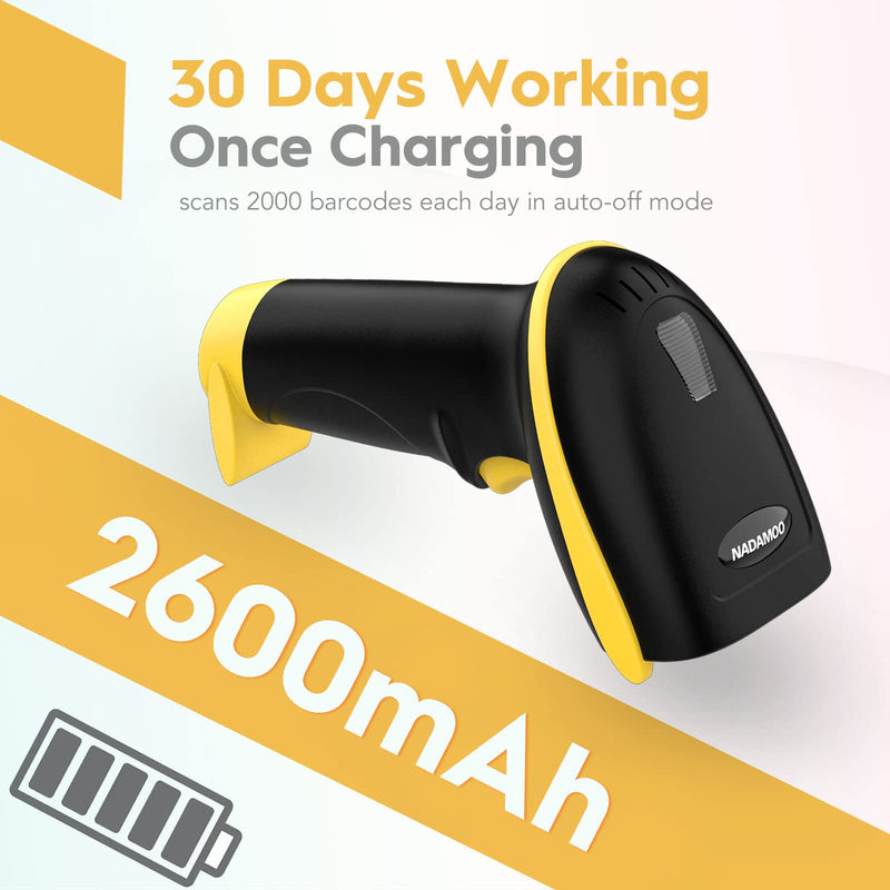 [AUSTRALIA] - NADAMOO Wireless Barcode Scanner Compatible with Bluetooth, Handheld USB 1D Cordless Laser Bar Code Reader for Inventory, Work with Windows/Mac OS/Linux Computer, Made for iPhone, iPad, and Android 