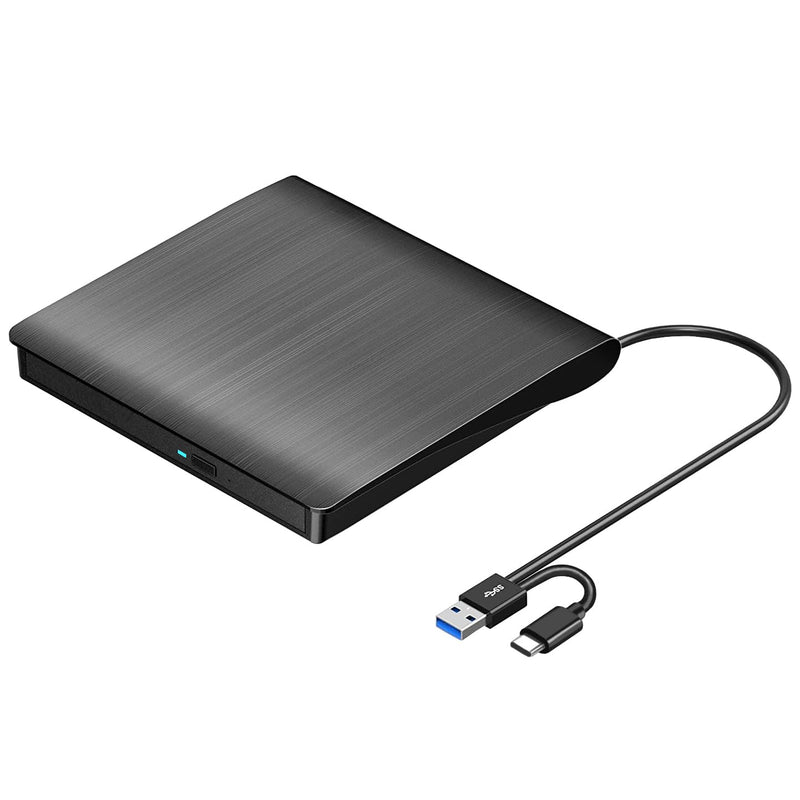 [AUSTRALIA] - ROOFULL External CD/DVD Drive for Laptop, USB 3.0 & USB-C Portable CD/DVD-RW Player Reader Writer Burner, Optical Disc Drive for Windows 11/10 PC, Mac, MacBook & Linux Computer, Model ECD829-Y 2 In 1 