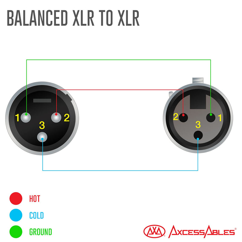AxcessAbles XLR Male to XLR Female Microphone Audio Cables (2 Pack) 2 Pack 20FT XLR to XLR