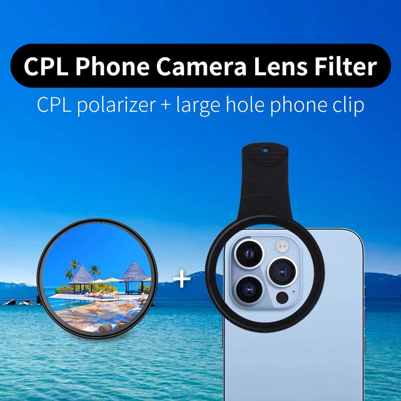 [AUSTRALIA] - 52mm Clip-on CPL Phone Camera Lens Filter, Phone Lens Filter Kit, Universal CPL Filter Compatible with iPhoneSamsung/Android Smartphones(Size:52mm) 52mm 